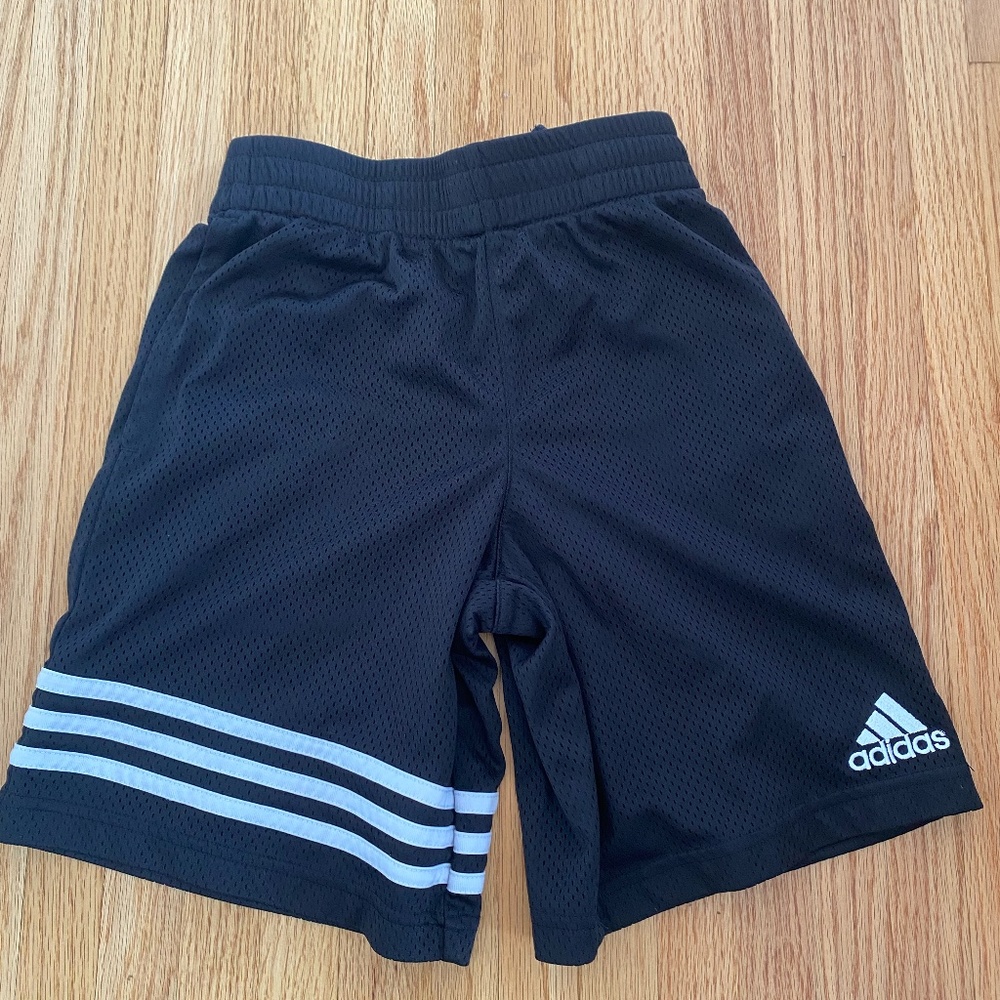 Boys Black and White Adidas Sport Shorts